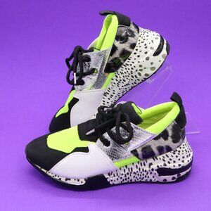 Steve Madden Cliff women’s 7.5M Platform Heel Sneakers Neon Green Silver Leopard